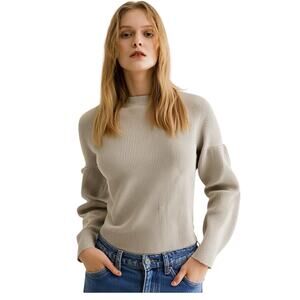 NAADAM Bishop Sleeve Mock Neck Cashmere Sweater